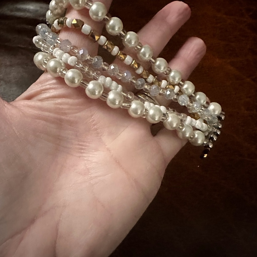 Watch band Beaded pearls multi strand stretchy for Apple Watch band